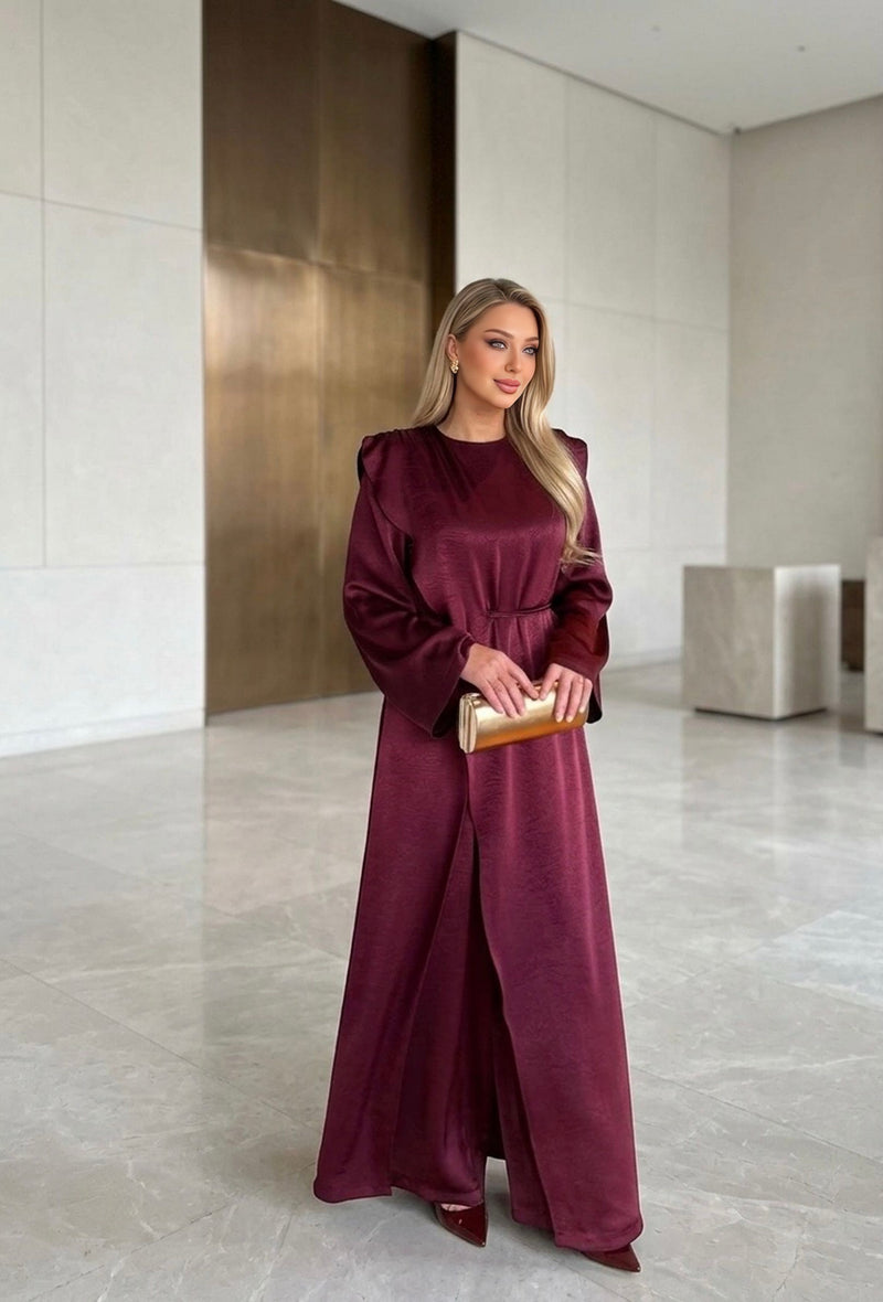 QSH Guzin Jumpsuit Dress Burgundy 6