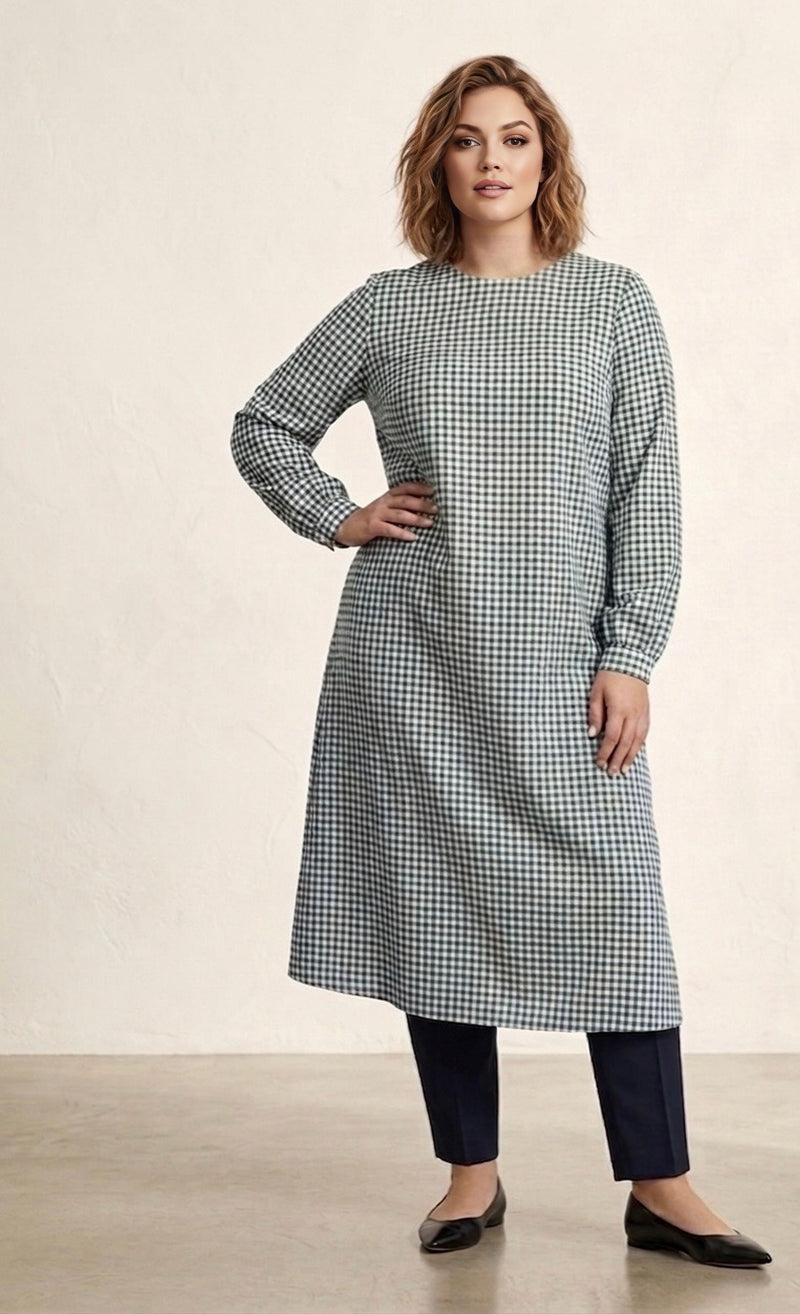 MSB Plaid Plus Size Tunic Green Moda Natty MSB Plaid Plus Size Tunic Green Moda Natty
