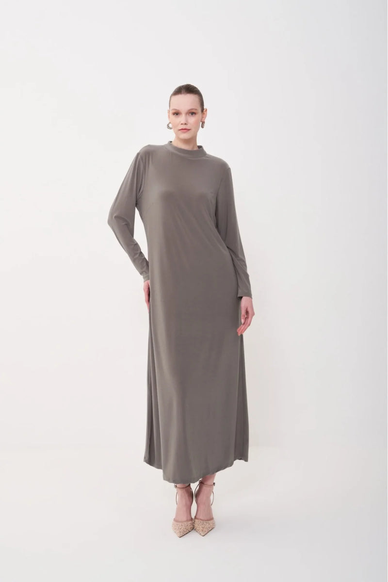 mink grey dress Alva Embellished Fringe Dress  Retrofete