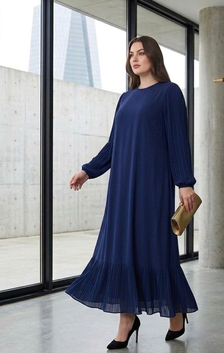 HSN Neslisah Plus Size Dress Navy Blue – Moda Natty