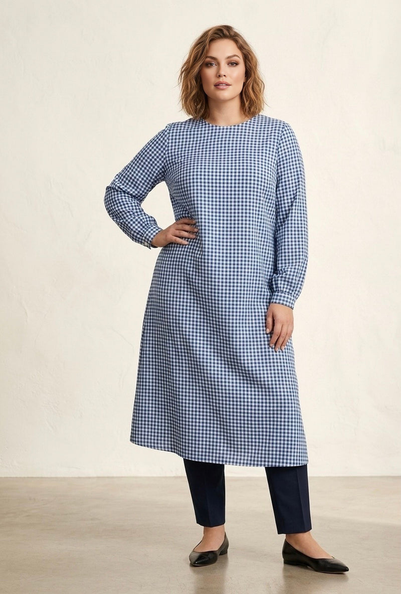 MSB Plaid Plus Size Tunic Blue 12