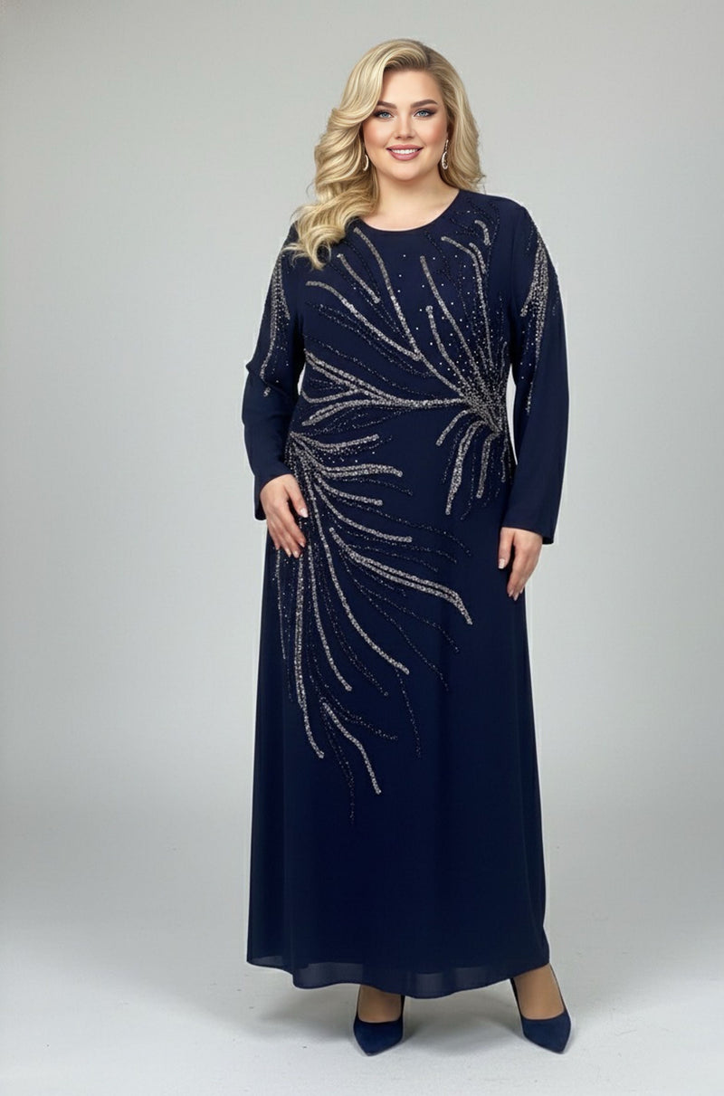 navy blue satin dress plus size KN Efsun Plus Size Dress Navy Blue – Moda Natty