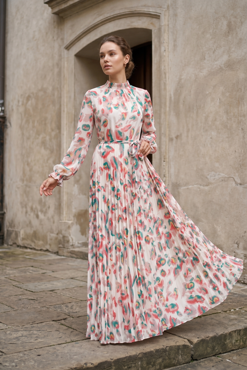 LVDR Pietra Chiffon Printed Dress Off White LVDR Pietra Chiffon Printed Dress Off White