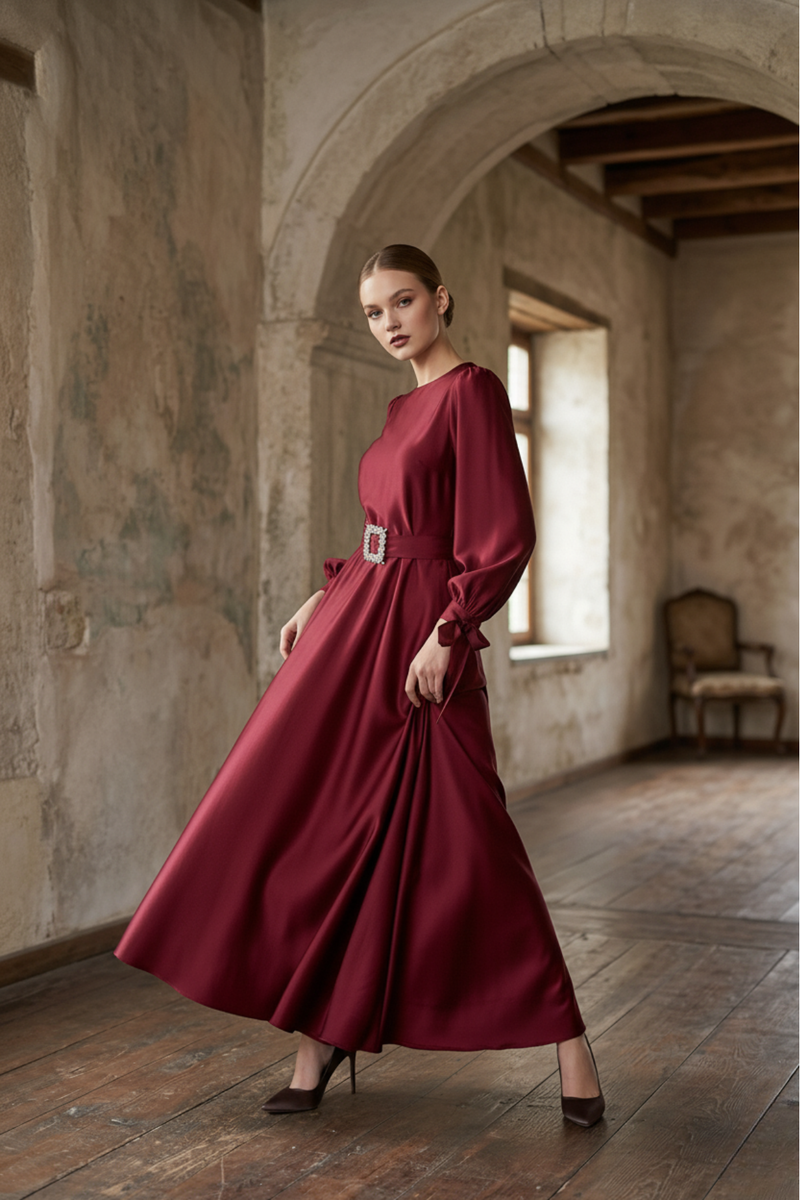 evening dress maroon Burgundy Fitted Sweetheart Maxi Beaded Formal Evening Dress 42