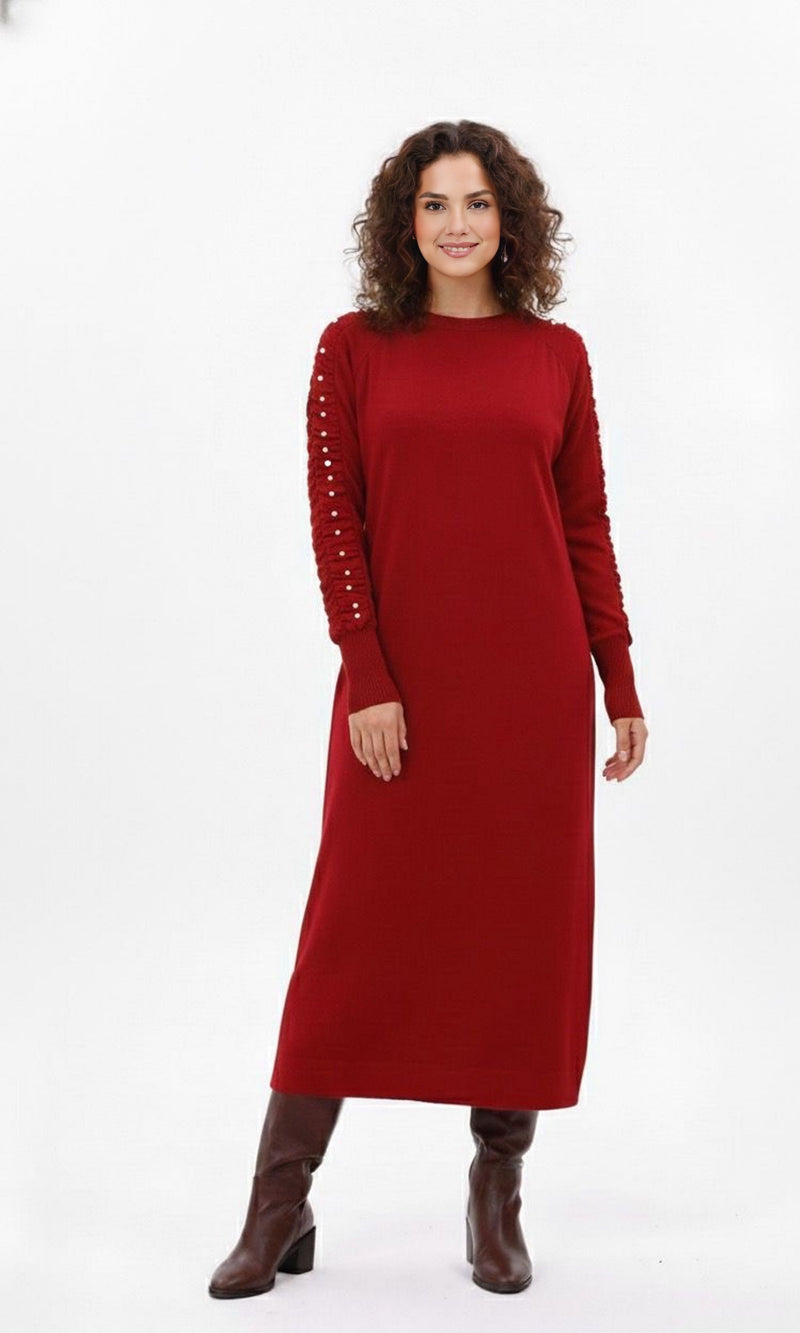 burgundy winter dress women Rihoas Burgundy Lapel Collar Midi Dress Button Front Long Sleeve for Work, Christmas Church, Wine Red / S other fiber Burgundy velvet dress with long