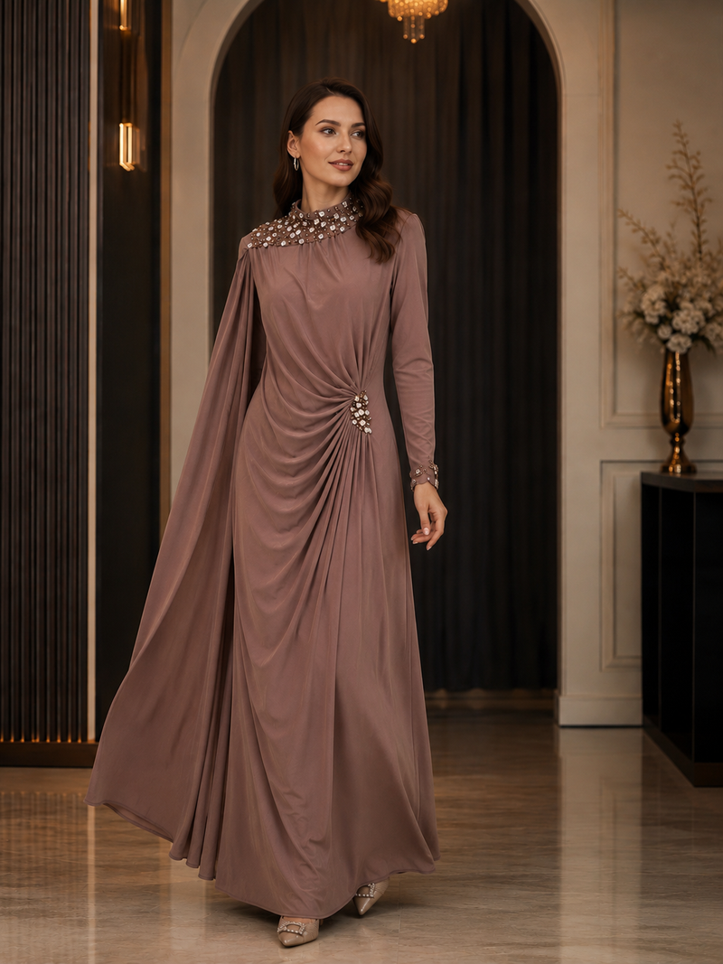 mink brown dress FN Lusan Special Occasion size-tt-grand-xx-large Elestia Women V-Neck Satin Size:16 (2XL) Our MME
