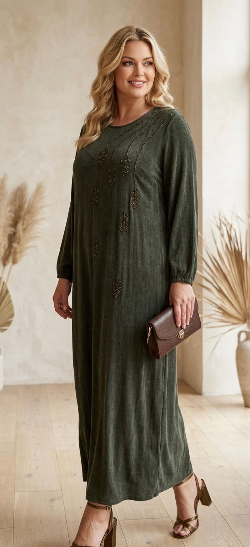 HSN Beaded Qupra Dress Green – Moda Natty