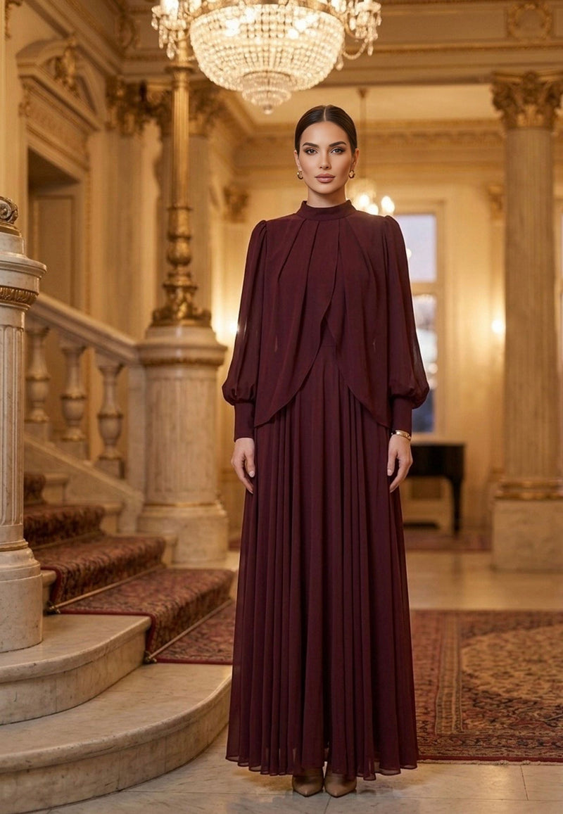 burgundy orange dress Azazie Leonia