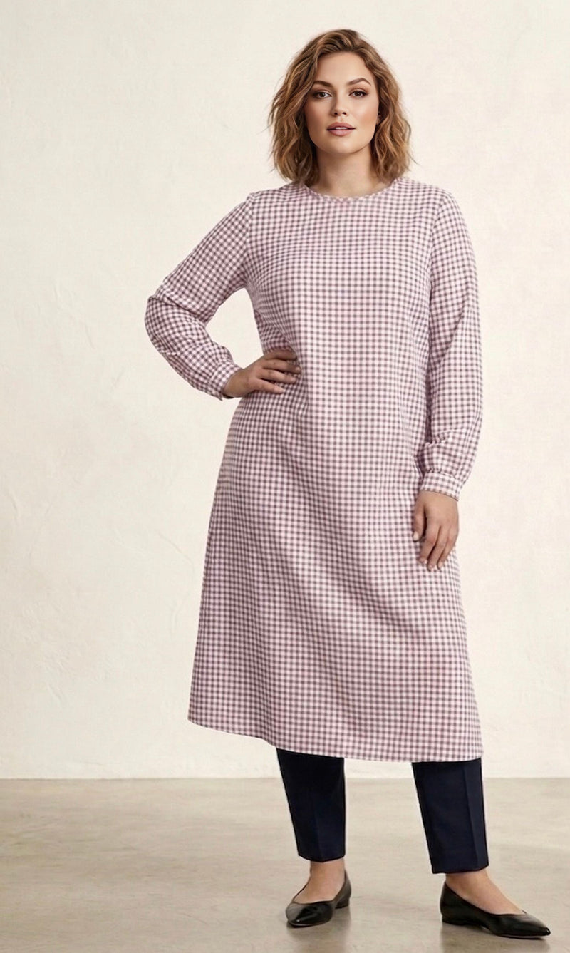 pink plaid dress plus size Jggspwm Womens Plus Size Gingham Dress Casual Swing A-line Boho Dress Plaid Printed Babydoll Dresses Loose Dresses with Pocket Pink Xxxxxl, Women's,