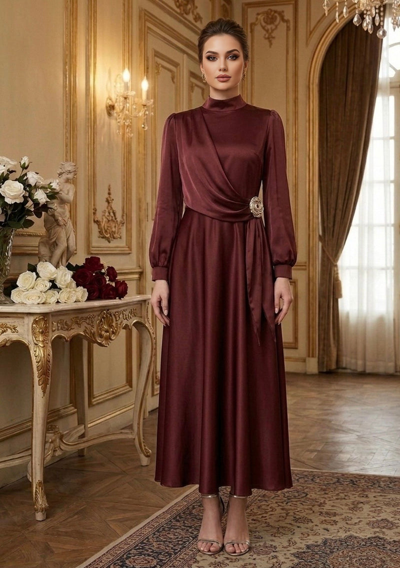 silk dress maroon Washed Burgundy Silk Maxi Dress Charlene Tang