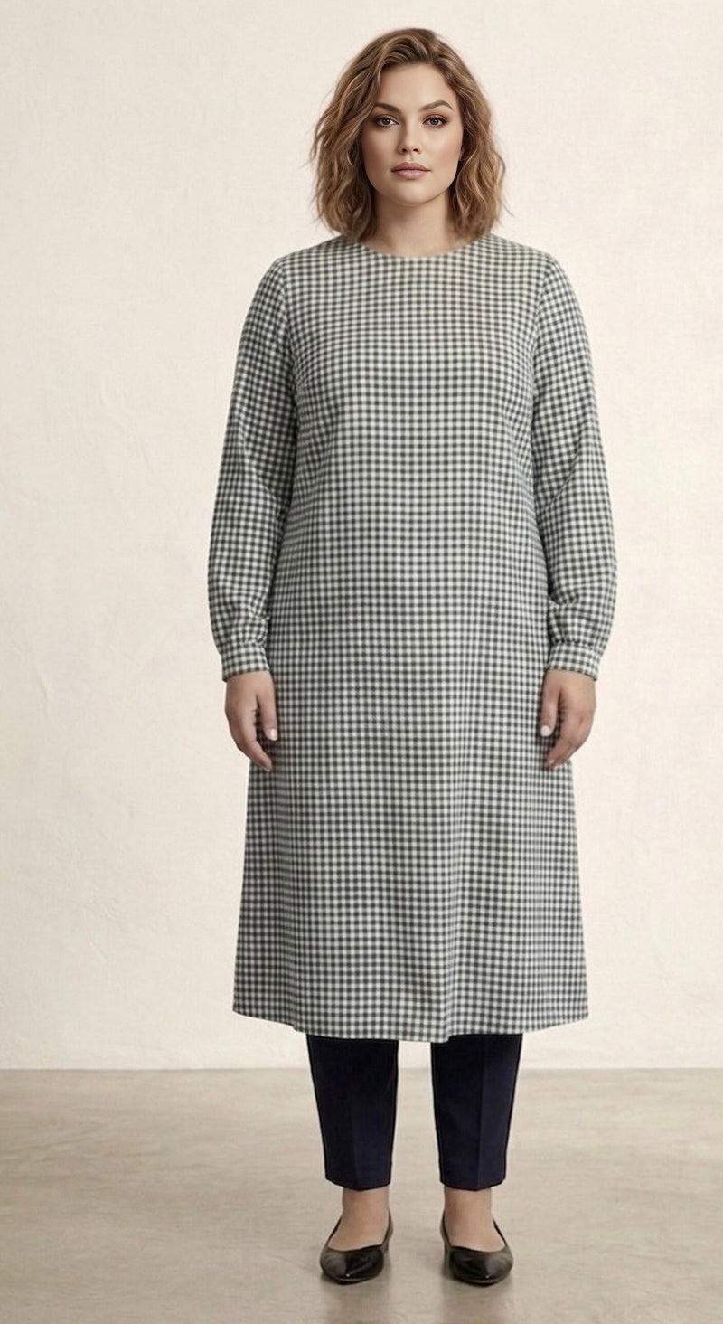 MSB Plaid Plus Size Tunic Green  Moda Natty
