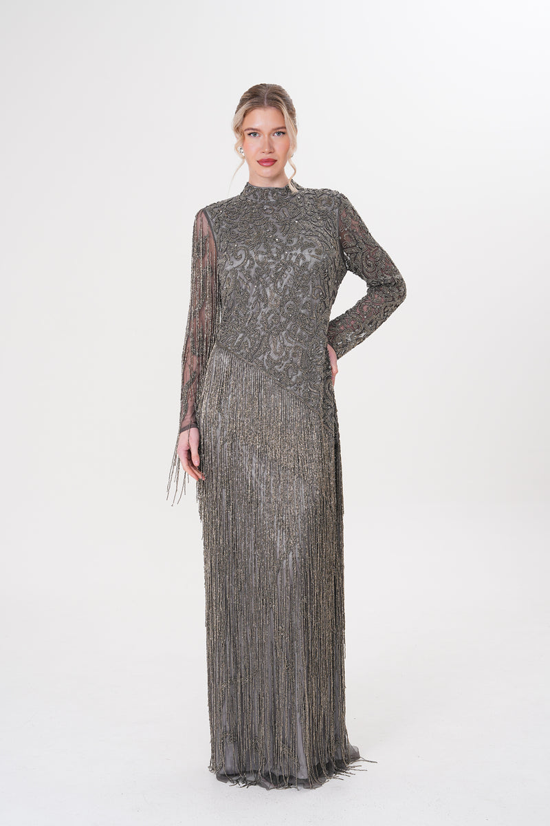 grey lace mermaid dress Grey Mermaid Backless Lace Mermaid Long Evening Prom Dresses, MR7271
