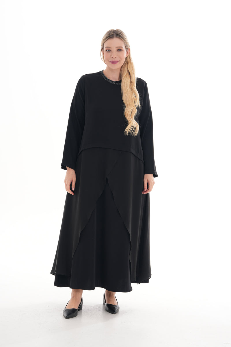 black chiffon asymmetrical dress Women's Black Chiffon Asymmetric Strap Draped Midi Dress