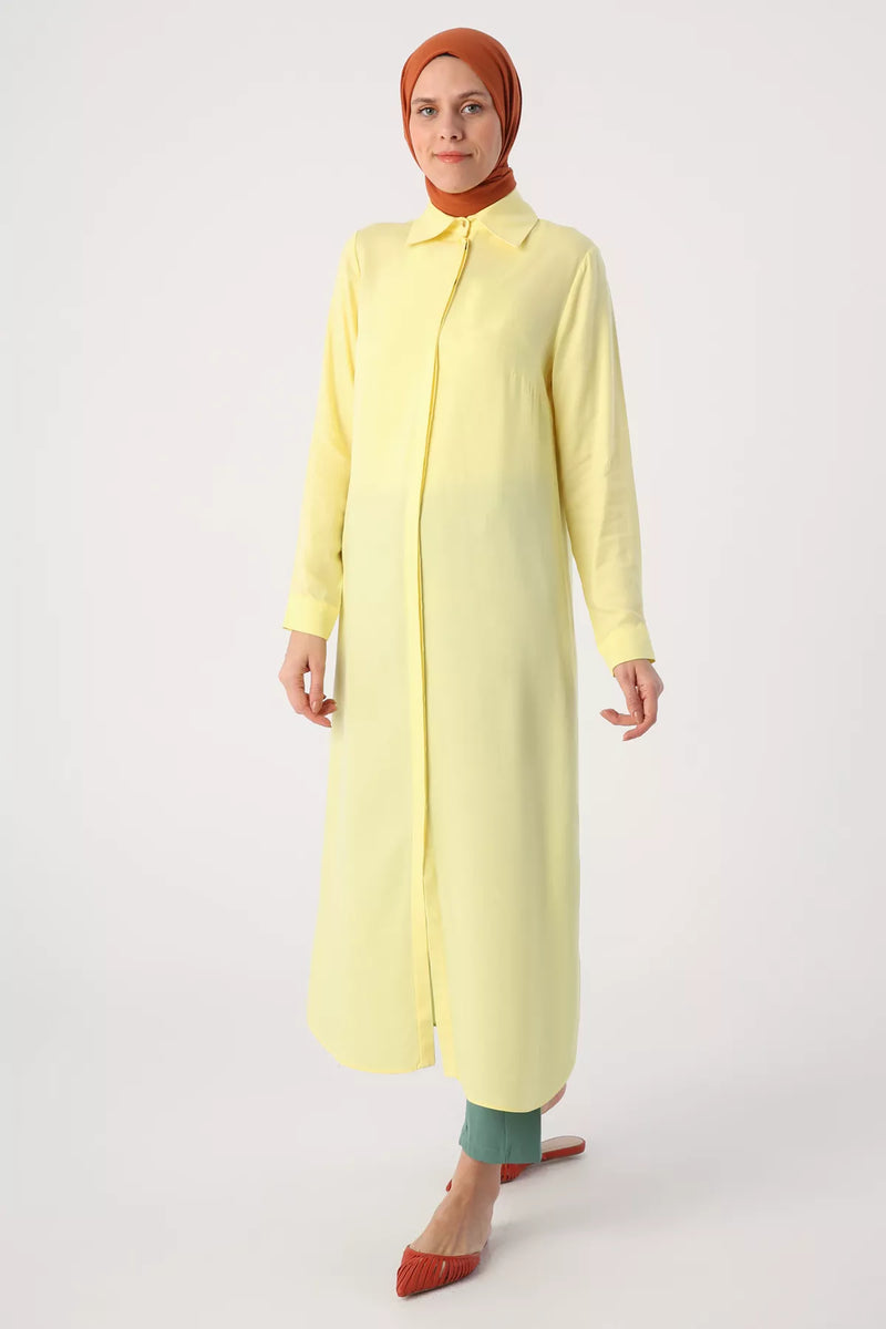 pale yellow shirt dress Pieces - Denim Mini Shirt Dress - Women - Cotton/Spandex - S