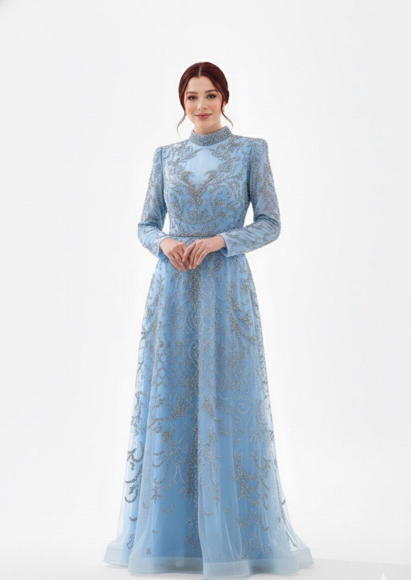 BLY Bella Special Occasion Plus Size Gown Baby Blue