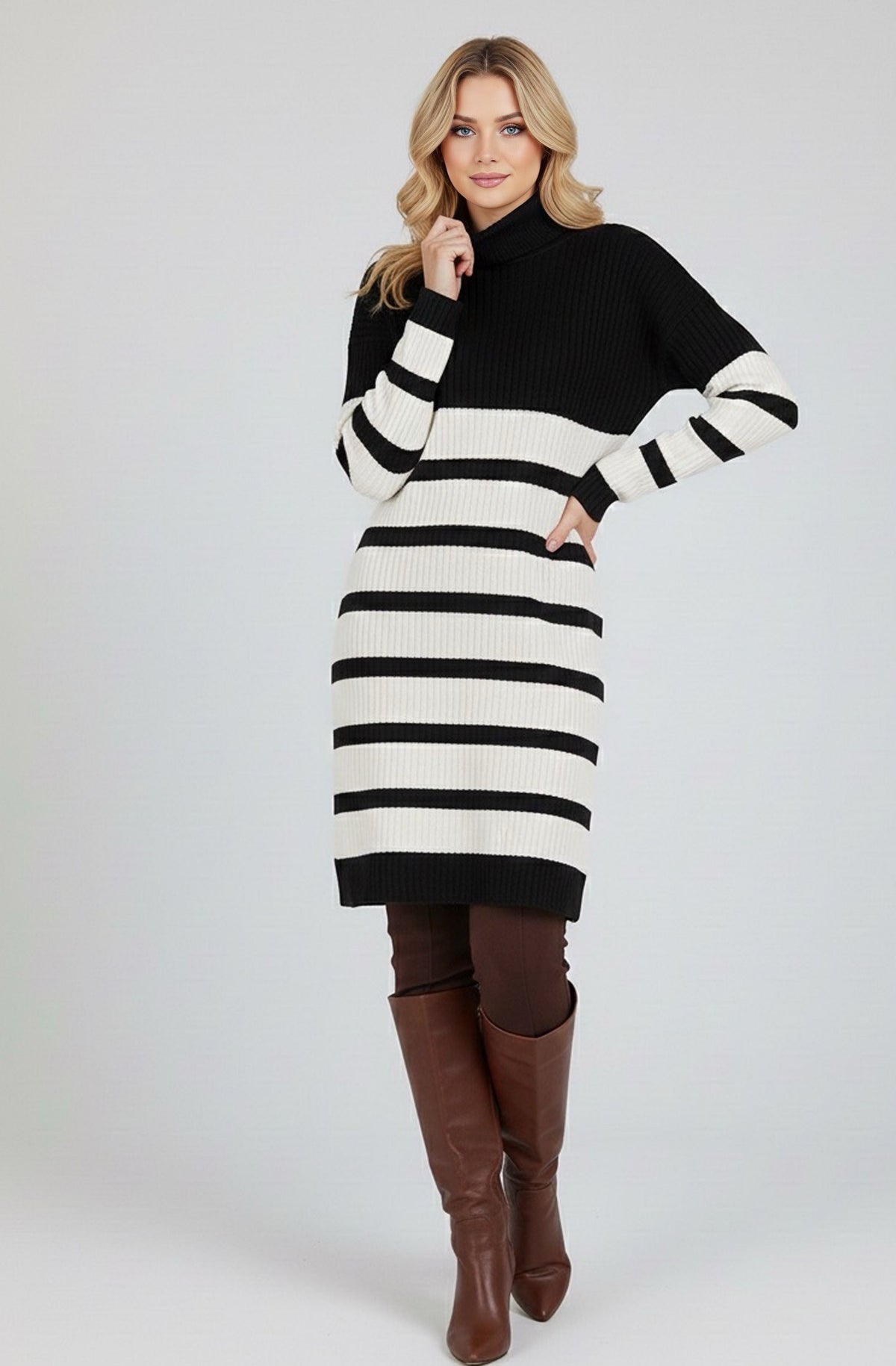 SFG Striped Knitted Tunic Black
