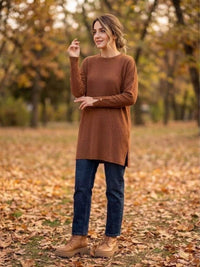 AFL Lucia Knitted Winter Tunic Light Brown