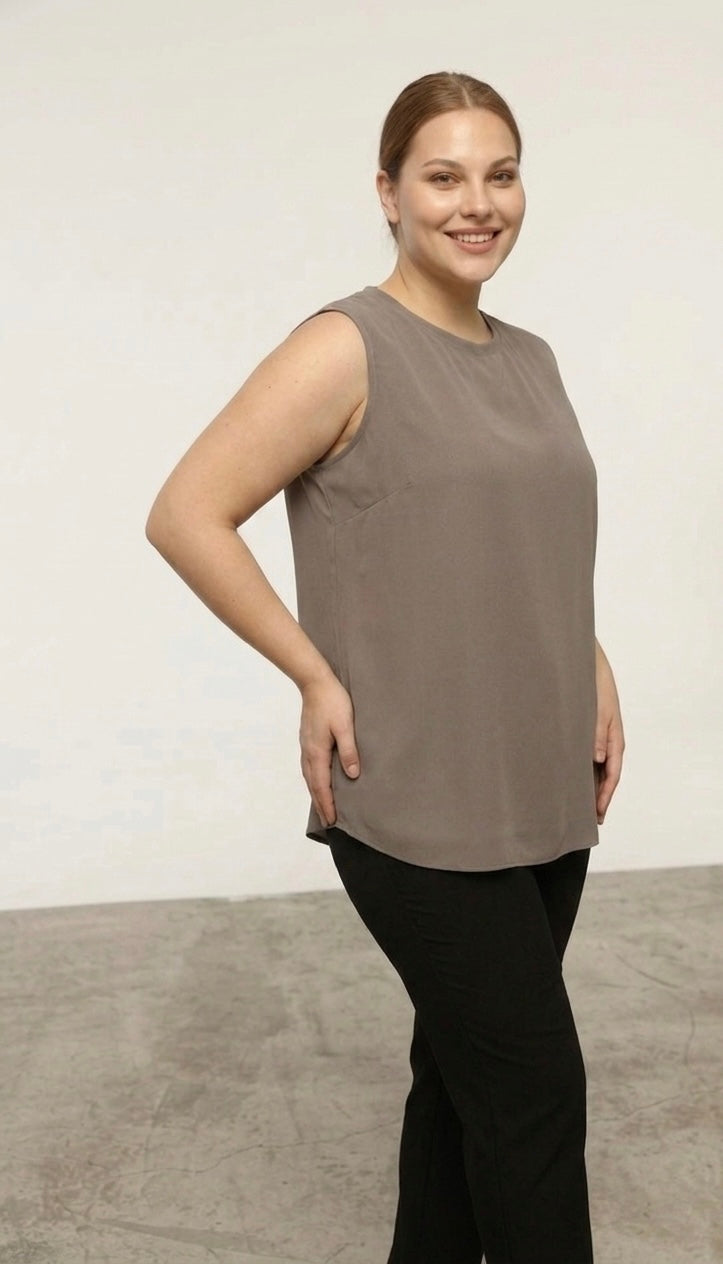 SR Chiffon Sleeveless Inner Tunic Mink
