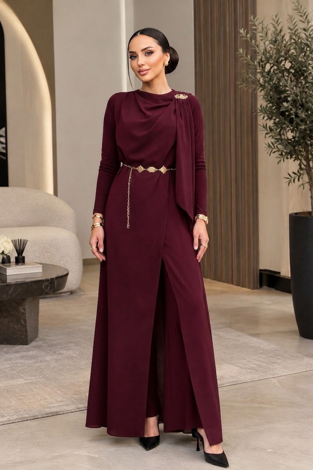 AHS Solana Jumpsuit Burgundy