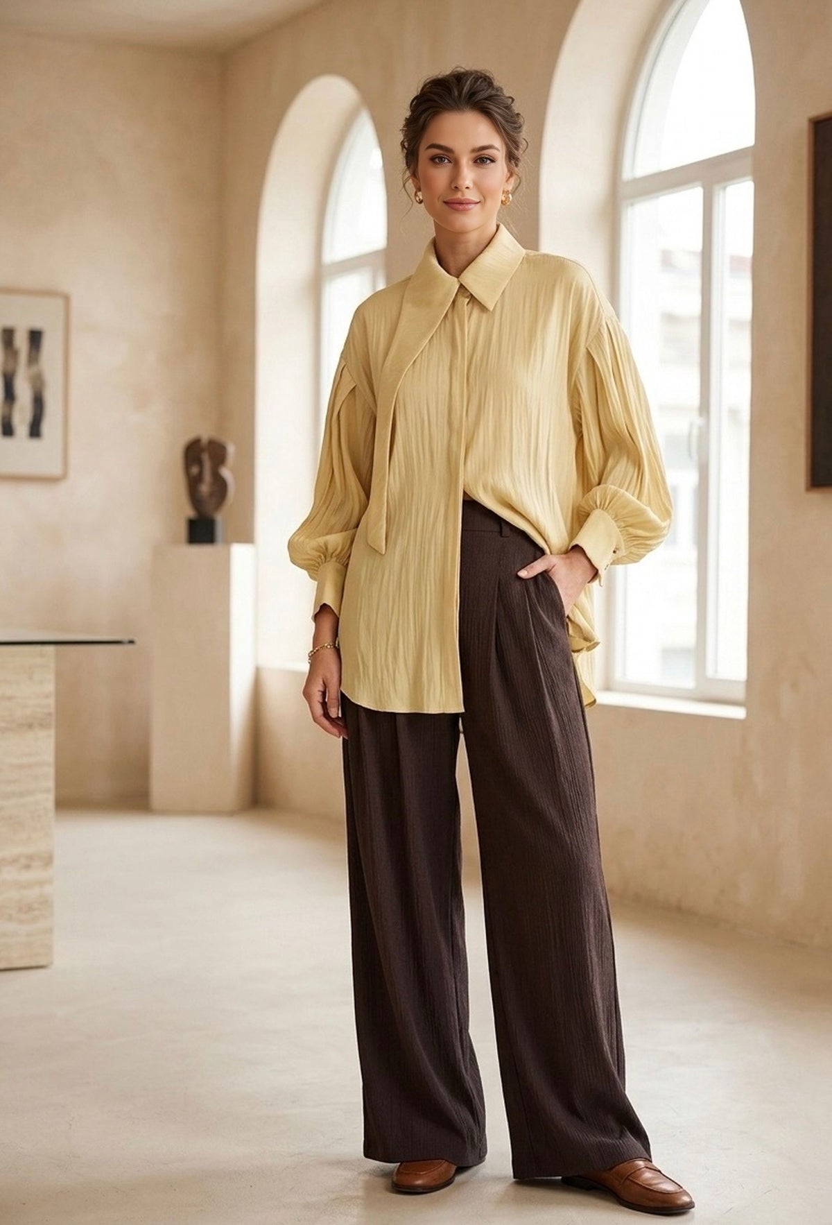ALMARWAH Mara 2 Pc Set Yellow&Brown