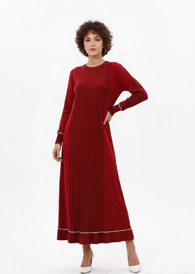 ZZ Binnur Knitted Winter Dress Burgundy