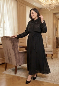FUAT GURSEN Embroidered Long Dress Black
