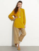 KA Rope Dtld Cotton Tunic Mustard