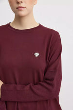 MRW Brooch Knitted Tunic Burgundy