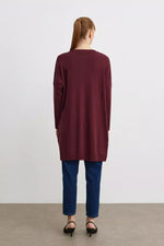 MRW Brooch Knitted Tunic Burgundy