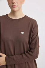 MRW Brooch Knitted Tunic Brown