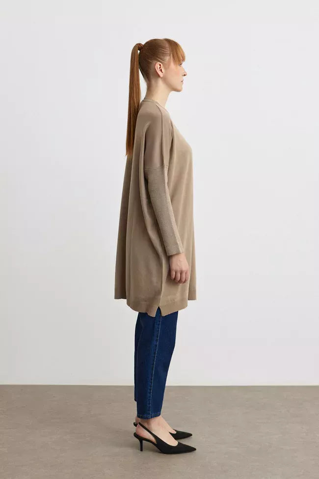 MRW Brooch Knitted Tunic Mink