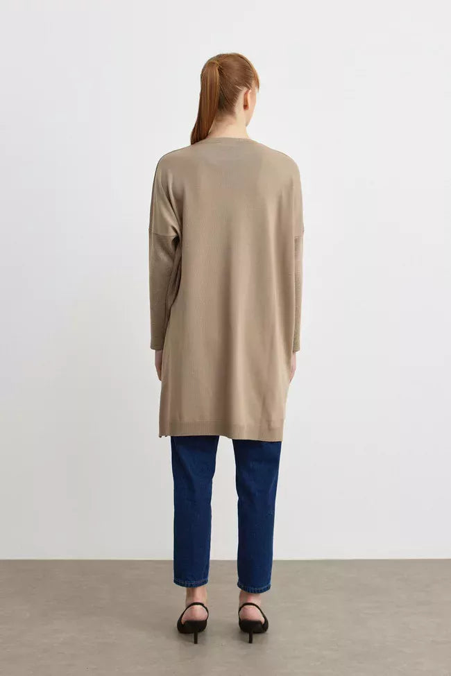 MRW Brooch Knitted Tunic Mink