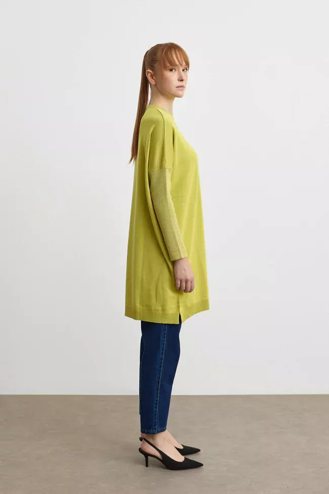 MRW Brooch Knitted Tunic Yellow