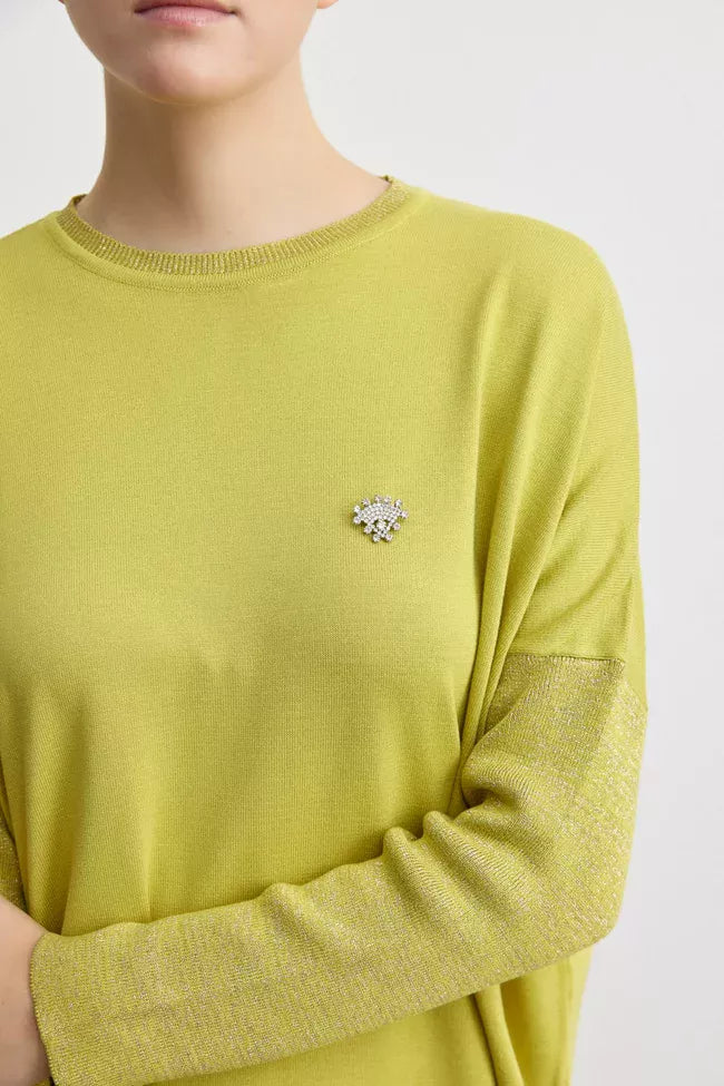 MRW Brooch Knitted Tunic Yellow