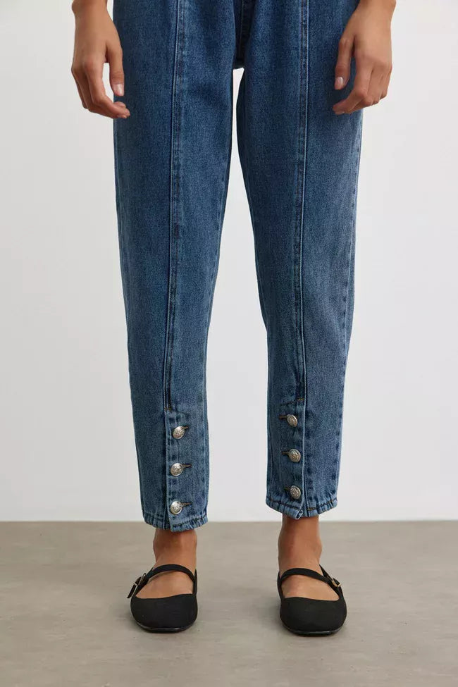 MRW Front Button Jeans Blue