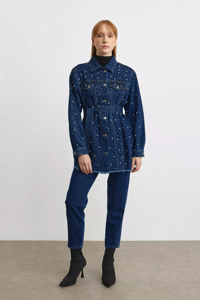 MRW Sparkle Denim Jacket Navy Blue