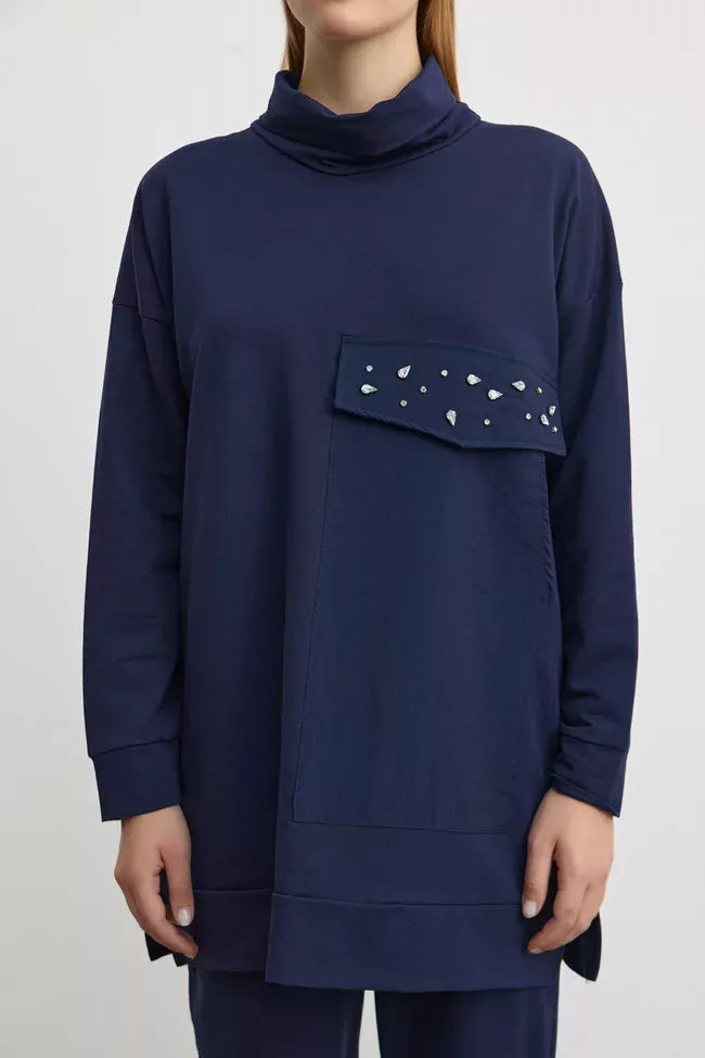 MRW Rhinestone Big Pocket Set Navy Blue