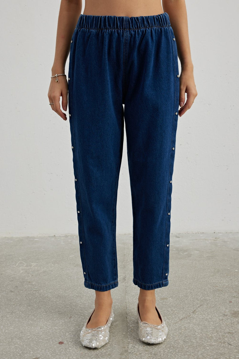 MRW Side Pearl Jeans Navy Blue