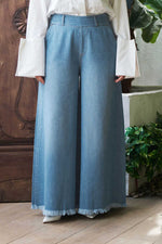 NW Tasseled Denim Wide Pants Blue