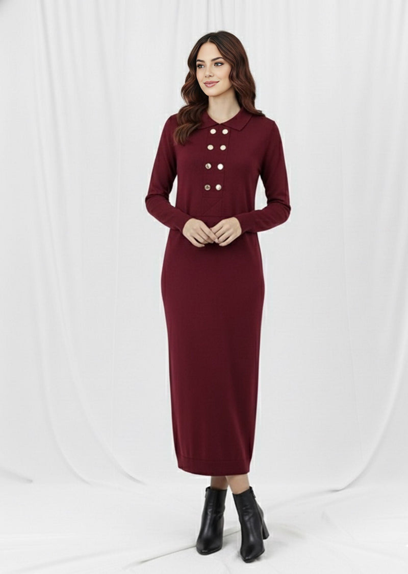 ZYF Asena Knitted Winter Dress Burgundy