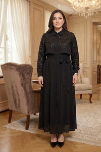 FUAT GURSEN Embroidered Long Dress Black