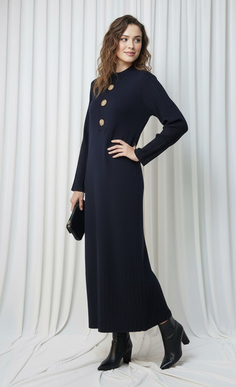 ZYF Akay Knitted Winter Dress Navy Blue