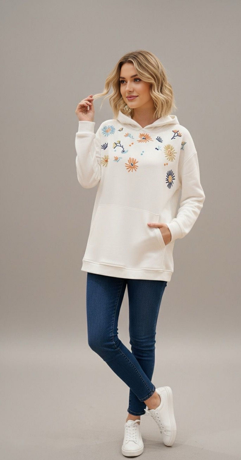 K&B Embroidery Hoodie Ecru