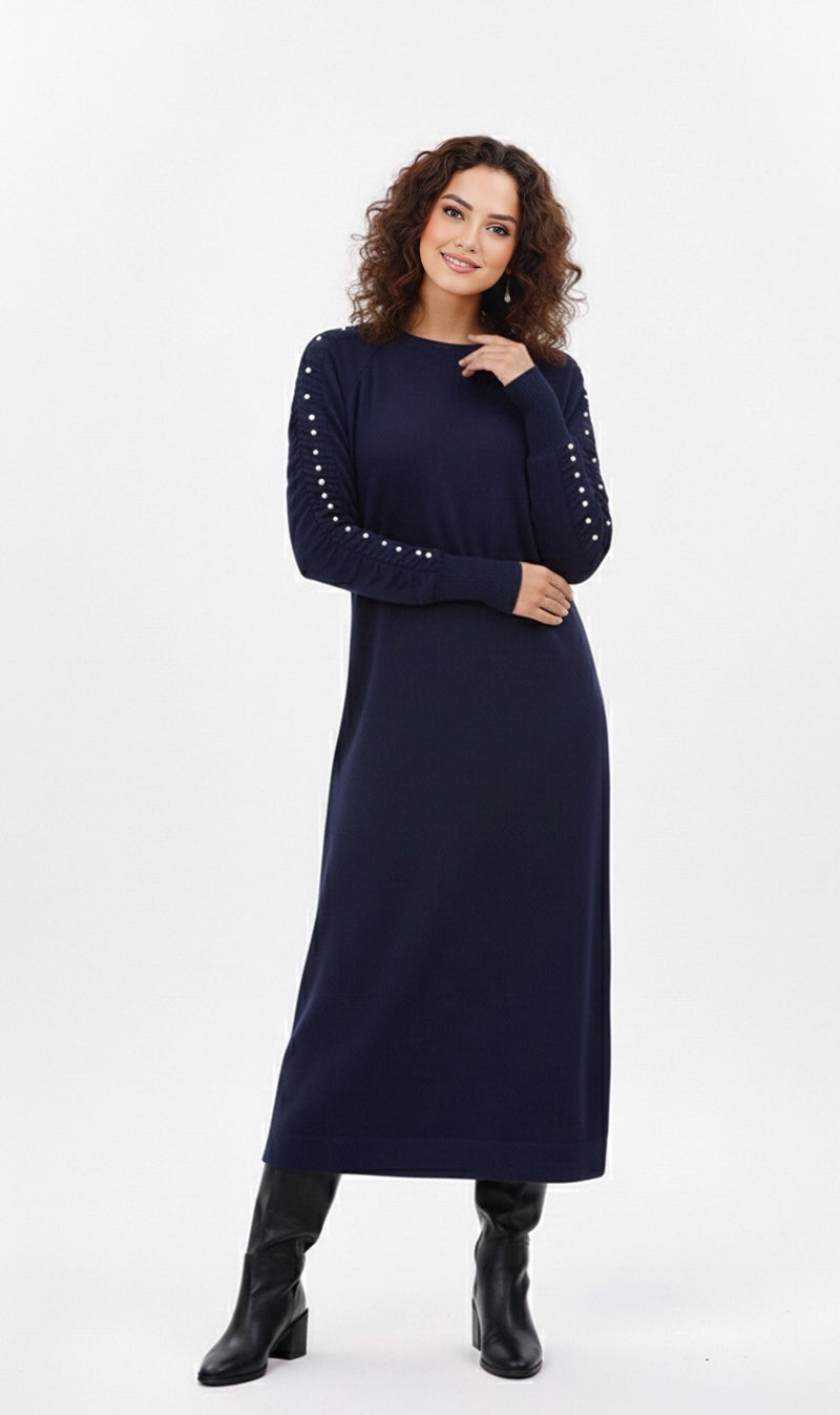 ZZ Birben Knitted Winter Dress  Navy Blue