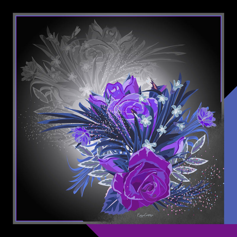 EG Rose Silk Scarf Purple