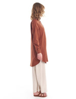 KA Brooch Dtld Tunic Brown