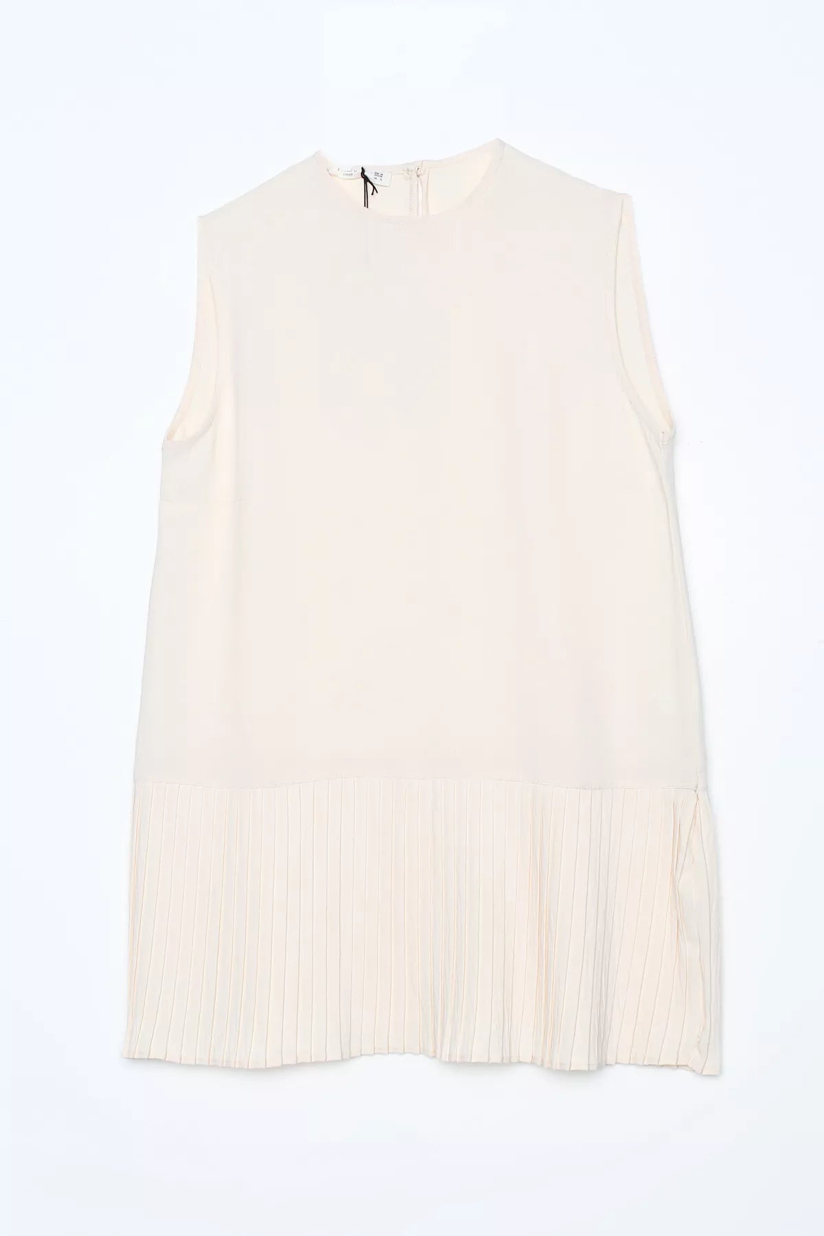 All Sleeveless Pleated Tunic Ecru