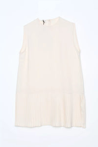 All Sleeveless Pleated Tunic Ecru