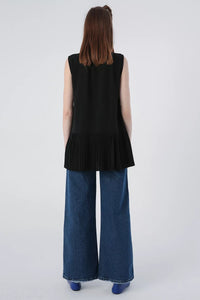 All Sleeveless Pleated Tunic Black
