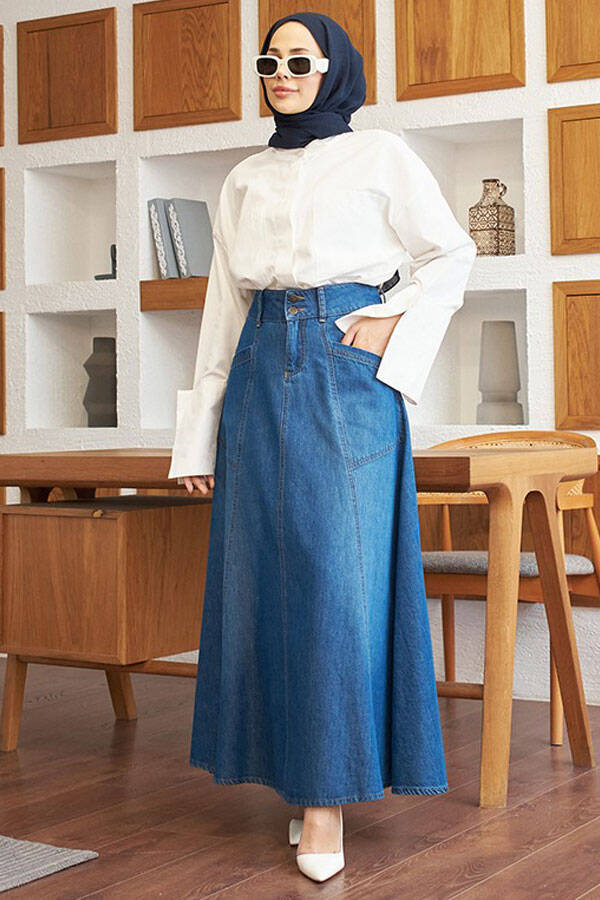 NW Mevlana Denim Skirt Dark Blue